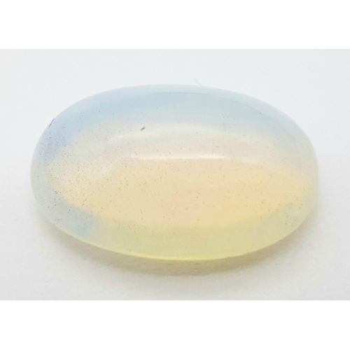 1551 - A 5.70ct Untreated Ethiopian Opal Gemstone - Oval Cabochon Shape, White with Play of Colour. Comes w... 