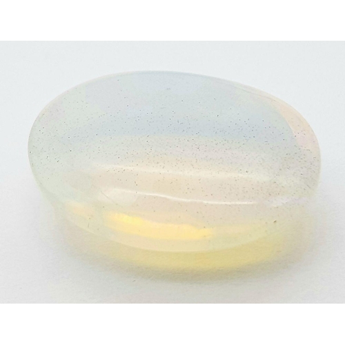 1551 - A 5.70ct Untreated Ethiopian Opal Gemstone - Oval Cabochon Shape, White with Play of Colour. Comes w... 