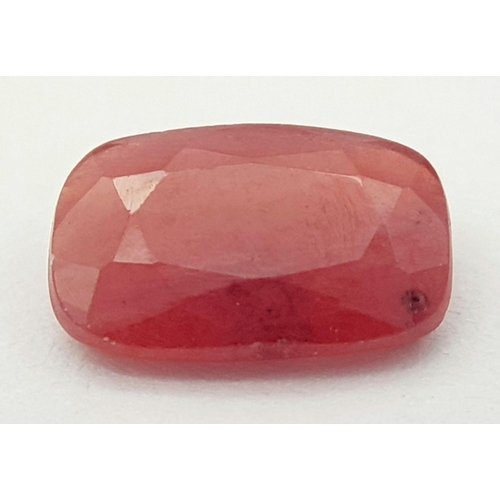 1348 - A Rare 1.27ct Tanzania Songea Ruby Gemstone - Cushion shape, Red-Orange Colour. Comes with the GFCO ... 