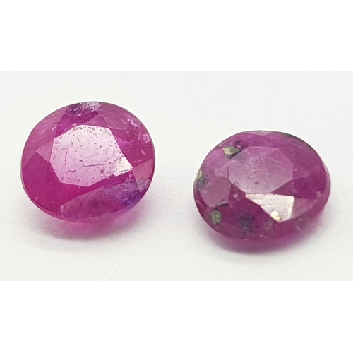 1369 - Untreated 0.78ct and 0.67ct Burma Rare Rubies, in Oval and Round. Comes with the GFCO Swiss Certific... 