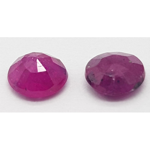 1369 - Untreated 0.78ct and 0.67ct Burma Rare Rubies, in Oval and Round. Comes with the GFCO Swiss Certific... 