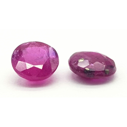 1369 - Untreated 0.78ct and 0.67ct Burma Rare Rubies, in Oval and Round. Comes with the GFCO Swiss Certific... 