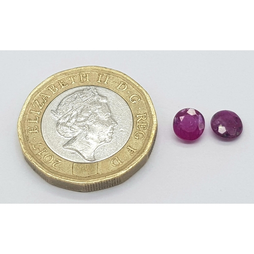 1369 - Untreated 0.78ct and 0.67ct Burma Rare Rubies, in Oval and Round. Comes with the GFCO Swiss Certific... 