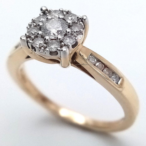 472 - 9K YELLOW GOLD DIAMOND RING 0.22CT 2.7G SIZE L. TAN6009.