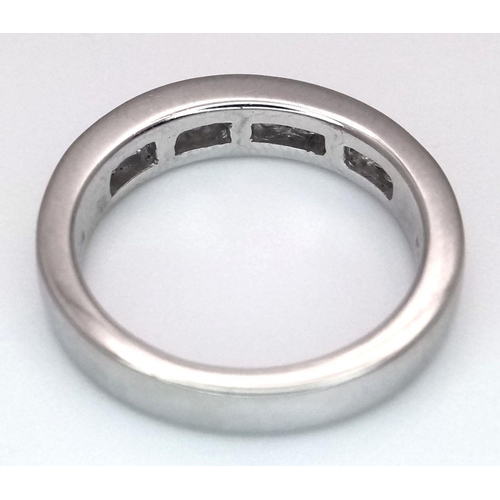 144 - A PLATINUM DIAMOND HALF ETERNITY RING - 0.60CTW. 5.6G. SIZE H. A/S1170