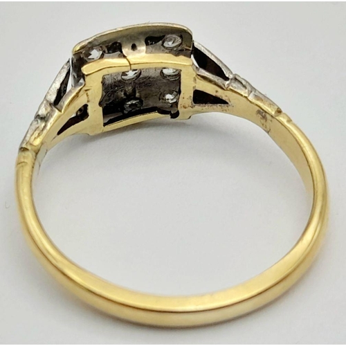 291 - AN 18K YELLOW GOLD AND PLATINUM VINTAGE OLD CUT DIAMOND RING. 3.1G. SIZE O. TAN6018