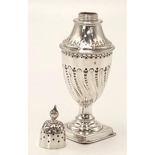 525 - A majestic ANTIQUE SILVER PEPPER POT. Clear Hallmark for Henry Atkin, 
Sheffield 1888. Beautifully d... 