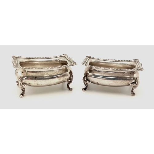 560 - Impressive  pair of Antique SILVER SALT DISHES. Clear hallmark for Henry Matthews, Birmingham 1912. ... 