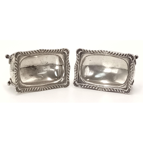 560 - Impressive  pair of Antique SILVER SALT DISHES. Clear hallmark for Henry Matthews, Birmingham 1912. ... 