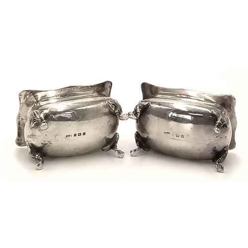 560 - Impressive  pair of Antique SILVER SALT DISHES. Clear hallmark for Henry Matthews, Birmingham 1912. ... 