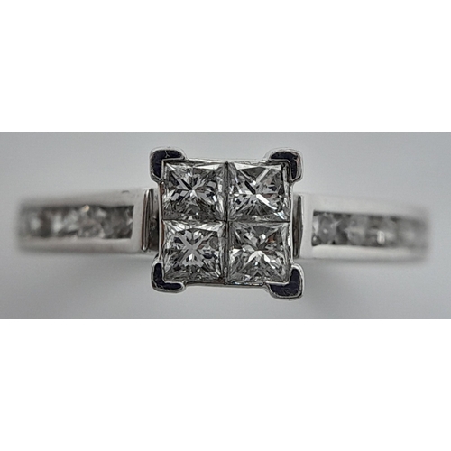 718 - A 14K WHITE GOLD DIAMOND RING - 0.40CTW. 2.7G. SIZE J.
JR2.