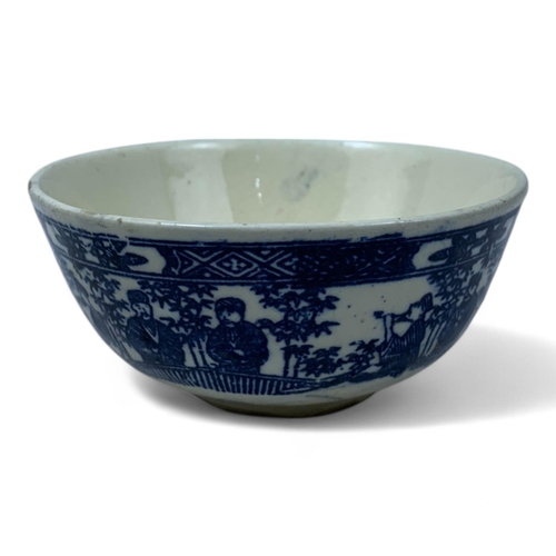 1334 - An antique set of four Chinese Blue and White Ceramic Bowls. Hand painted floral and figure motifs. ... 