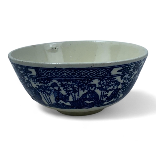 1334 - An antique set of four Chinese Blue and White Ceramic Bowls. Hand painted floral and figure motifs. ... 