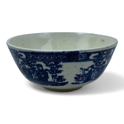 1334 - An antique set of four Chinese Blue and White Ceramic Bowls. Hand painted floral and figure motifs. ... 