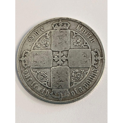 714 - 1874 SILVER GOTHIC FLORIN. fair/fine condition.