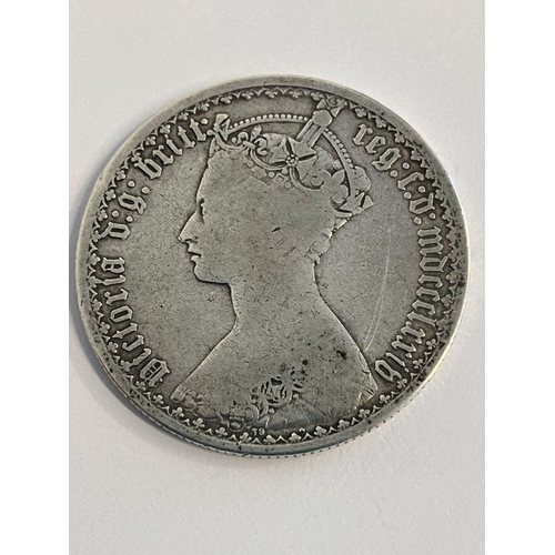 714 - 1874 SILVER GOTHIC FLORIN. fair/fine condition.