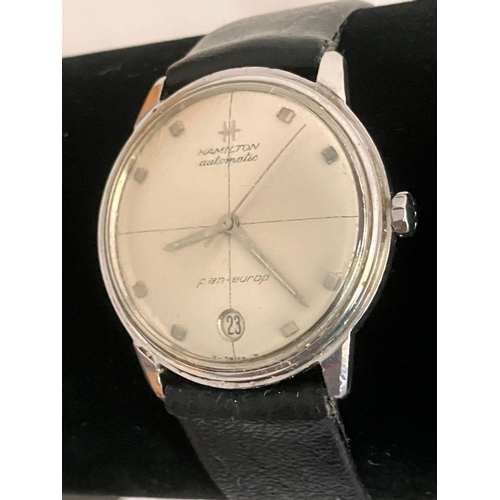 98 - Rare vintage 1960’s ‘HAMILTON’ AUTOMATIC PAN- EUROP WRISTWATCH. Model 64017-3. Finished in stainless... 