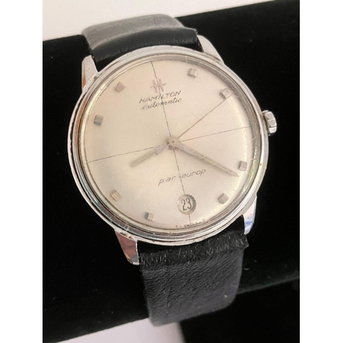 98 - Rare vintage 1960’s ‘HAMILTON’ AUTOMATIC PAN- EUROP WRISTWATCH. Model 64017-3. Finished in stainless... 