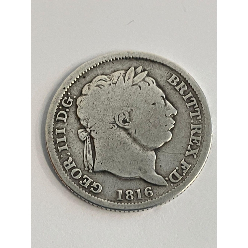 679 - 1816 GEORGE III BULLHEAD SHILLING. Fair/fine condition.