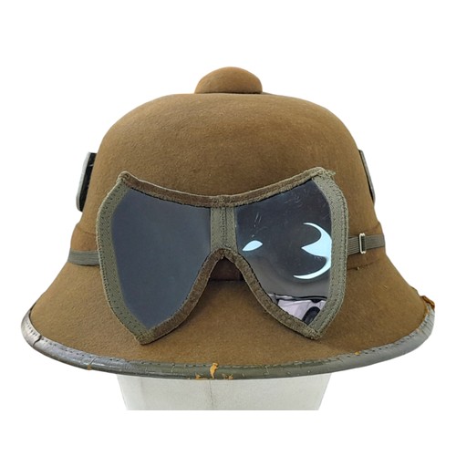 160 - A WW2 Second Pattern 1942 Issue German Africa Corps Tropical Helmet & Sand Goggles. Nice clean examp... 