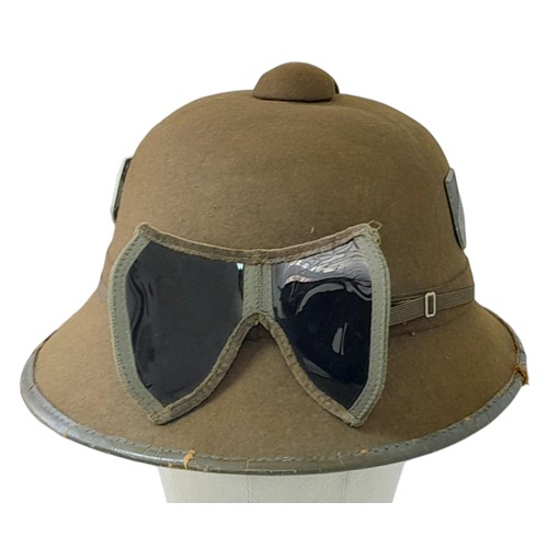 160 - A WW2 Second Pattern 1942 Issue German Africa Corps Tropical Helmet & Sand Goggles. Nice clean examp... 