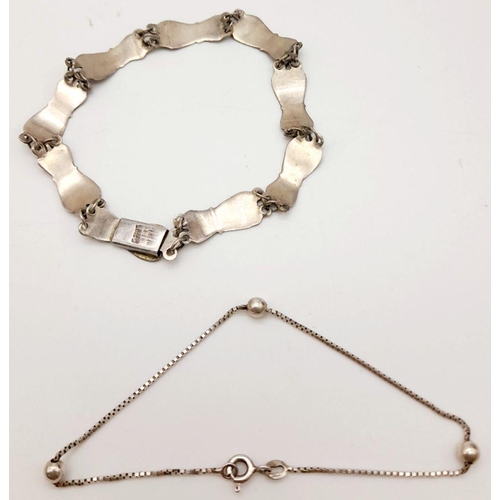 2063 - Two Silver Bracelets - 18cm and 19cm.