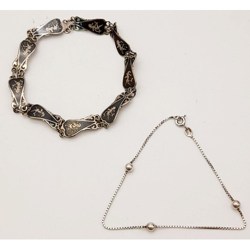 2063 - Two Silver Bracelets - 18cm and 19cm.