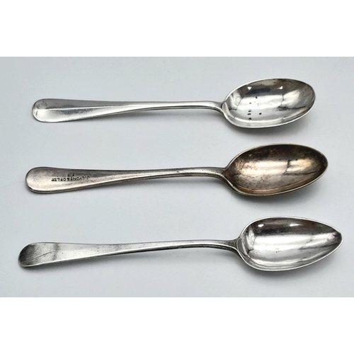 2076 - Three Silver Teaspoons - includes one Mappin & Webb. Full hallmarks. 50.4g total weight.