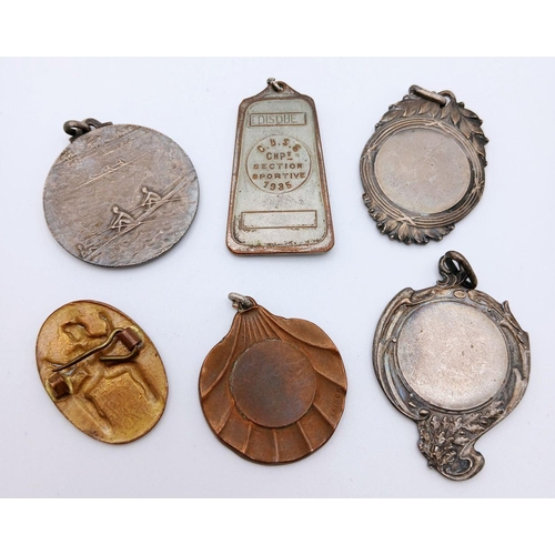 2065 - An interesting collection of assorted antique and vintage sport medals and badges. Please see photos... 