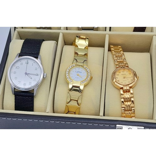 620 - A Ten Watch Display Box Comprising Ten  Ladies and Mens Watches Comprising; 1) Men’s Seiko Quartz Da... 