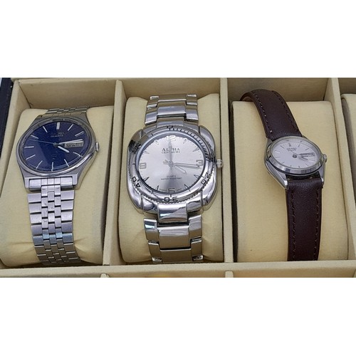 620 - A Ten Watch Display Box Comprising Ten  Ladies and Mens Watches Comprising; 1) Men’s Seiko Quartz Da... 