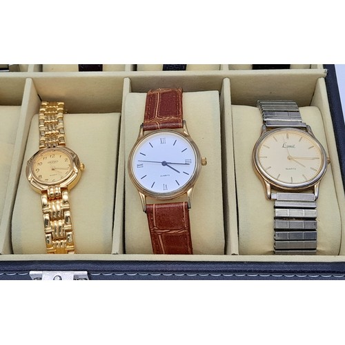 620 - A Ten Watch Display Box Comprising Ten  Ladies and Mens Watches Comprising; 1) Men’s Seiko Quartz Da... 