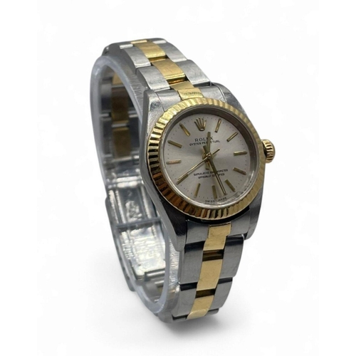 165 - Bi Metal Rolex Non Date ladies watch 26mm case, Silver Baton Dial on a Jubilee Strap , 1987. Good co... 