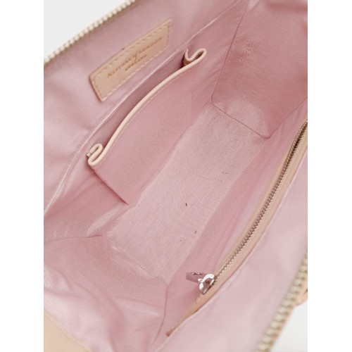 410 - An Aspinal of London Pink Marylebone Tote Bag. Leather exterior with silver-toned hardware, two roll... 