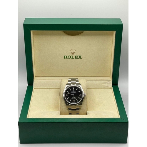 4 - A Stainless Steel Rolex Explorer gents watch, Black Dial with 39mm case and Oyster Strap, 2015. In g... 