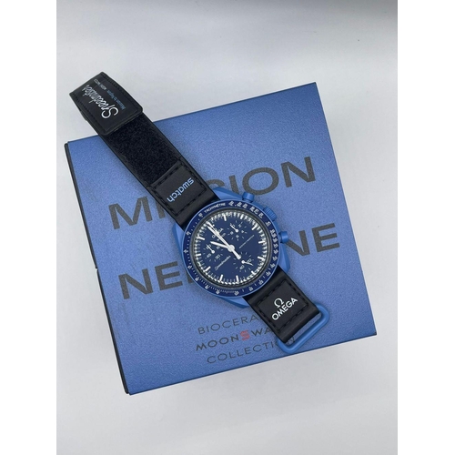 458 - A Brand New Unworn Omega X Swatch watch, Mission to Neptune, 2023, Comes with Box and papers. ref 39... 