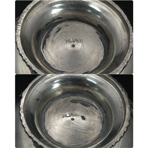 147 - An exquisite pair of Antique SILVER BON BON DISHES. Beautifully crafted in Far Eastern style. Please... 