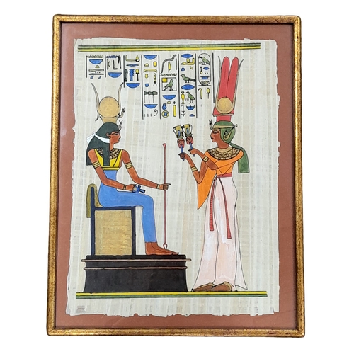 2162 - A Decorative Egyptian Papyrus Pictures. Godness and Queen. 36,5x46,5cm. Please see the photos for de... 