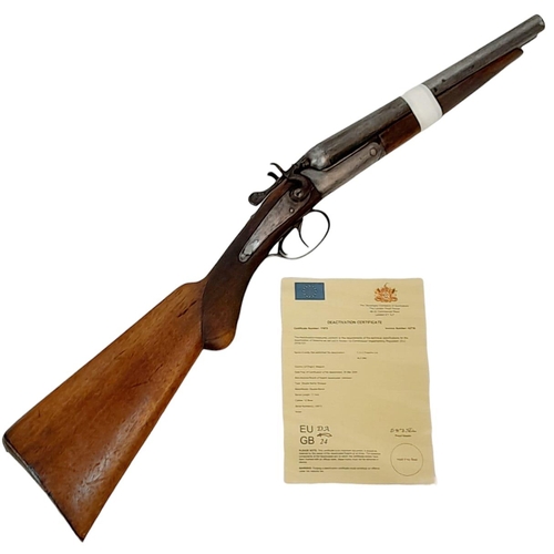 2174 - A Deactivated 12 Bore Side by Side Sawn-Off Shotgun. This Belgium made gun has 11 inch barrels. Come... 