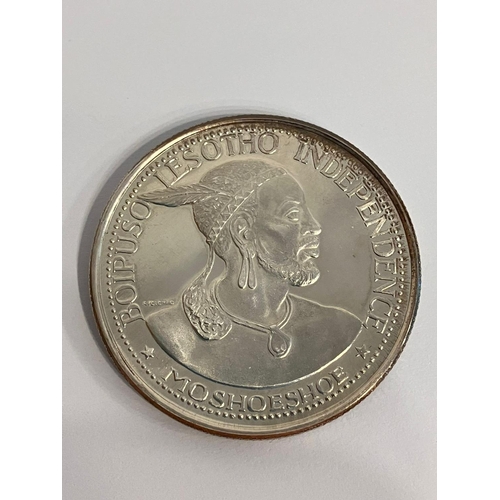 730 - 1966 LESOTHO Solid SILVER 50 LICENTE COIN. Minted to celebrate newly found independence in 1966. Con... 