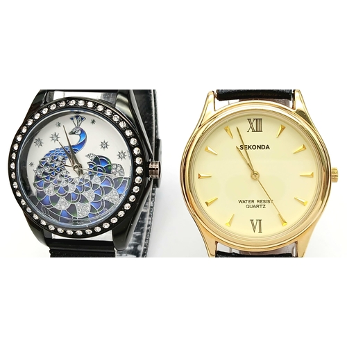 2013 - A Parcel of Two Quartz Watches Comprising: 1) An Unworn Ladies Clear Stone Set Dress Watch by Strada... 