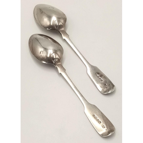 1629 - 2X antique Victorian sterling silver spoons. Full London hallmarks, 1867. Total weight 76.4G. Total ... 