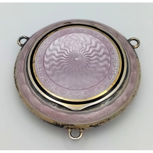 1754 - A Vintage Metallic Lavender Compact. Three hanging hooks. 
5cm.