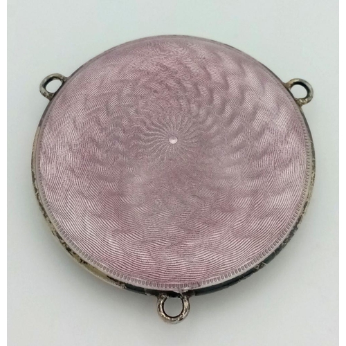 1754 - A Vintage Metallic Lavender Compact. Three hanging hooks. 
5cm.