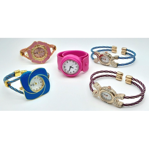 1866 - Five Fashion Ladies Quartz Watches. All in excellent condition but in need of a battery so as found.