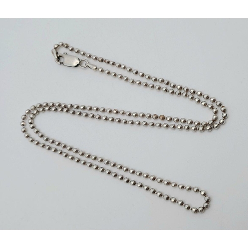 1912 - A Sterling Silver Beaded Necklace. 56cm. 11.2g