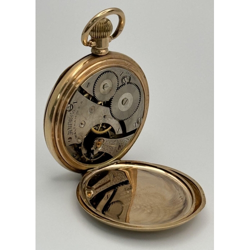 828 - An Antique Gold Plated Waltham Pocket Watch. Top winder. White and pink dial with second sub dial. I... 