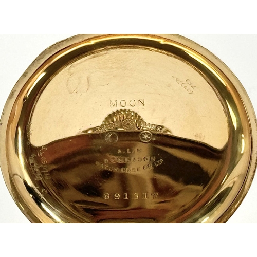 828 - An Antique Gold Plated Waltham Pocket Watch. Top winder. White and pink dial with second sub dial. I... 