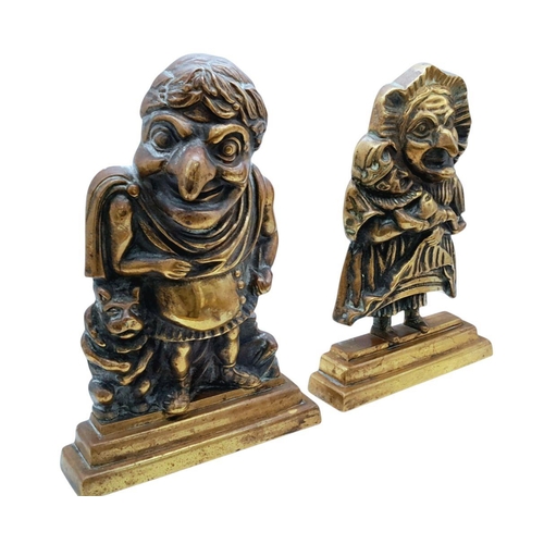 849 - A Vintage Pair of Punch and Judy Brass Doorstops! 30cm x 20cm