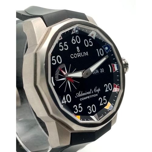 102 - A Corum 'Admirals Cup - Competition' Gents Automatic Watch. Black rubber strap. Titanium case - 48mm... 